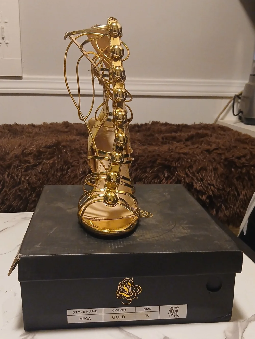 Gold Gladiator Lace-Up Sandal